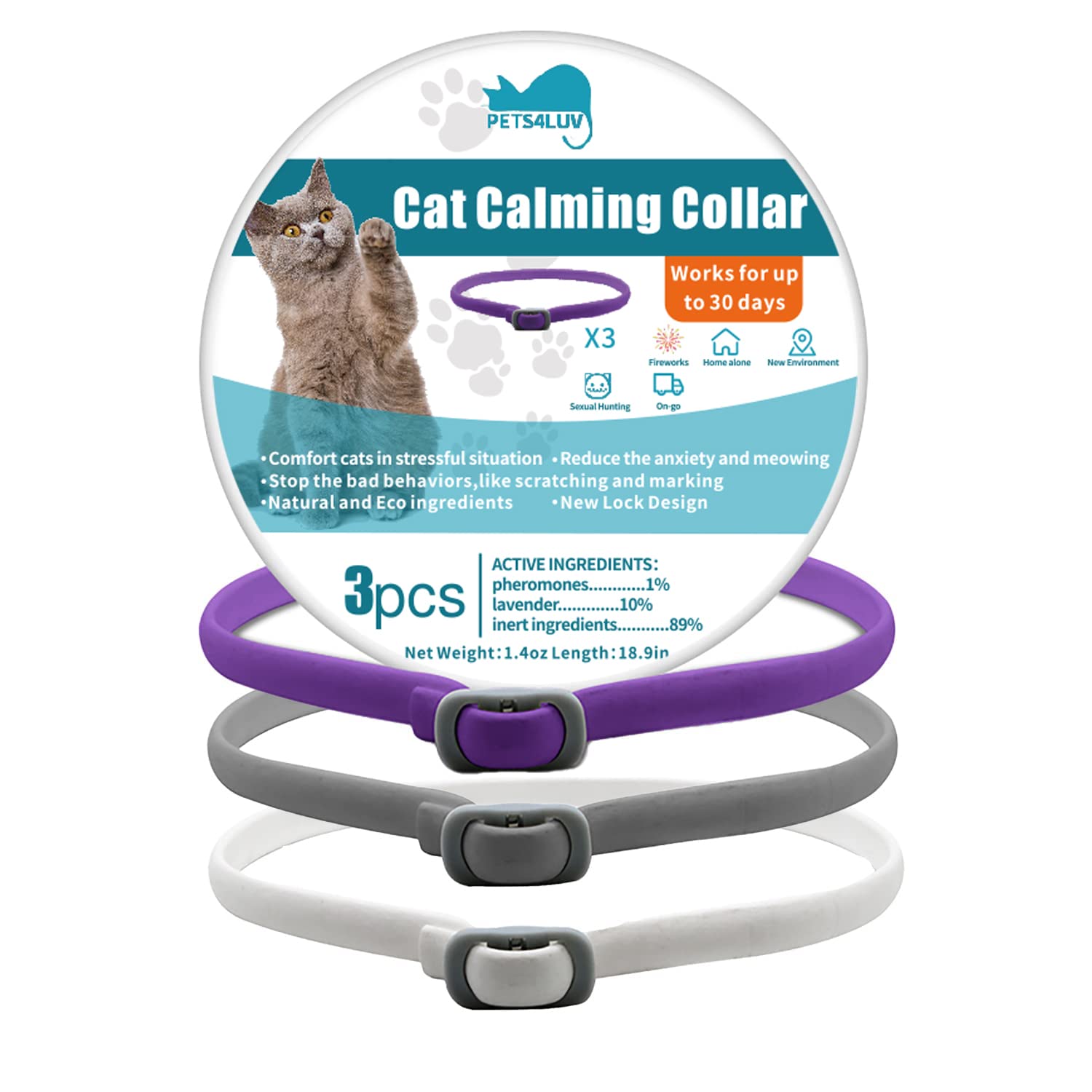 Amazon | Pets4Luv 猫用落ち着き首輪 フェロモンカームカラー